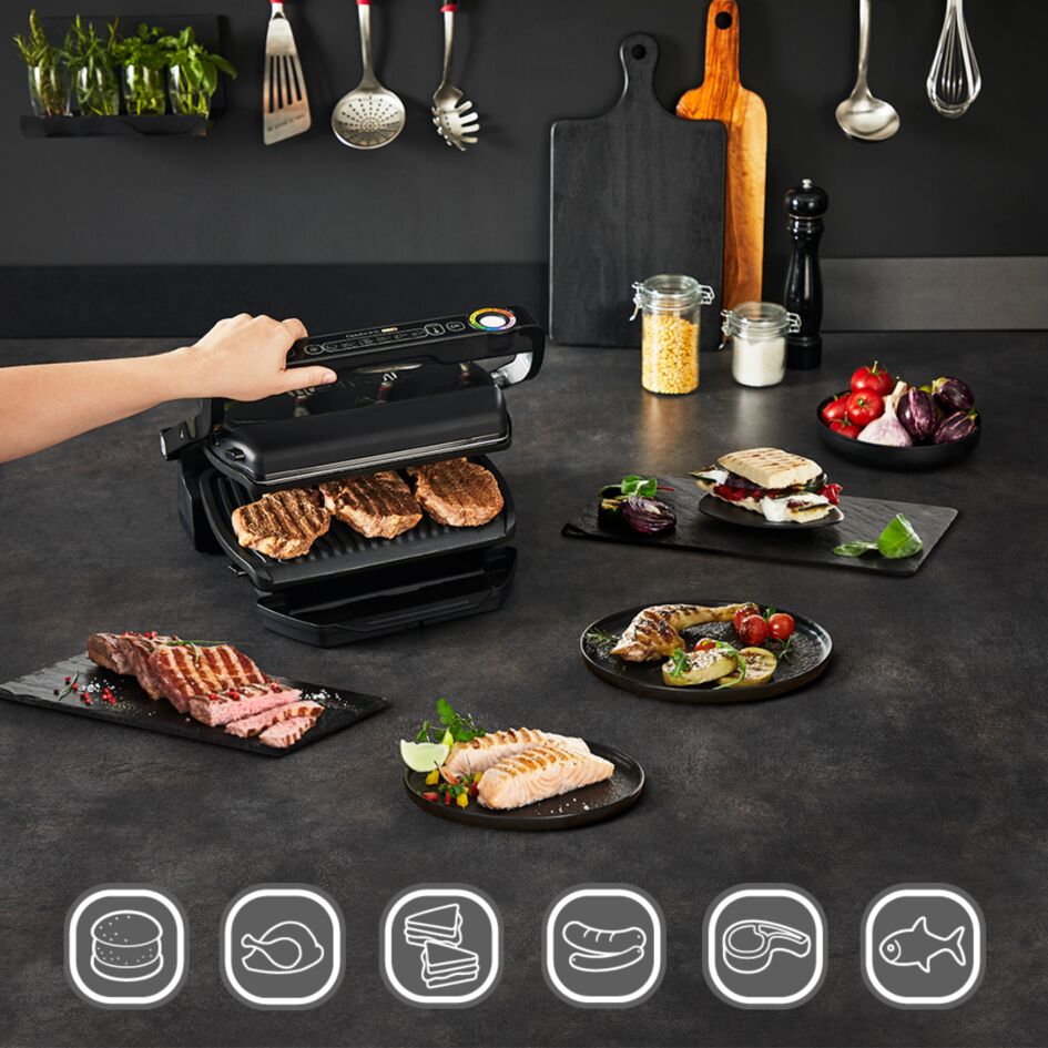 Умный электрогриль Tefal Optigrill+ GC714834 c насадкой для запекания, цена  109990.00 ₸ в интернет-магазине Tefal. Характеристики, фотографии, описание